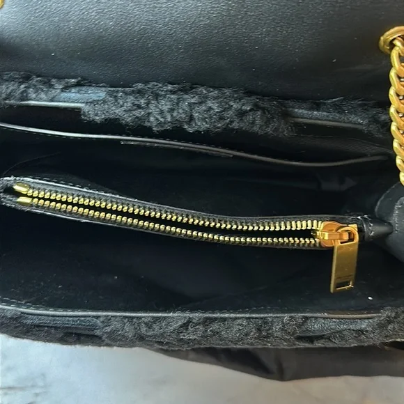 Authentic Yves Saint Laurent Black Loulou Suede & Shearling Shoulder Bag - Picture 11 of 13